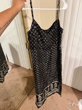 J. Crew Black and White Midi Dress Block Print thin strap dress